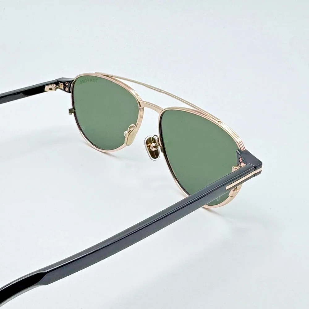 Tom Ford Sunglasses Anthony-02 TF1361 28N Gold Pilot Frame Green Glass Lens 55mm